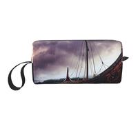 Ancient Times - Trousse da viaggio con stampa a forma di barca, portatile, per cosmetici e articoli da toeletta