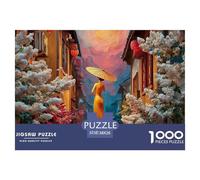 Ancient Town in Spring 1000 Pezzi Carta Ecologica Puzzle Vietnamese Ao Dai Alley Sfida Unica Gioco Creativo Puzzle Per Bambini 38x26cm/1000pcs