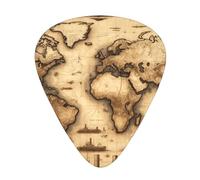 Ancient-World-Map - Confezione da 12 plettri per chitarra con 3 spessori e scatola portaoggetti, plettri in ABS per basso elettrico