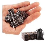 AncientDeer 7pcs polyhedral Metal Dice Set DND,The New Hollow Pure Copper Carving Process DND Metal Dice Set,Used for Dungeon and Dragon Dice Games R