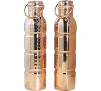 ANCIENTIMPEX Bottiglie d'acqua in puro rame con manico, set da 2, 1000 ml ciascuna, bottiglie ayurvediche in rame senza cuciture, a prova di perdite, per benefici per la salute e idratazione