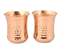 ANCIENTIMPEX Set di 2 bicchieri curvi in puro rame, 250 ml, benefici ayurvedici per la salute, design martellato