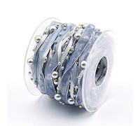 ANCLLO 10M Nastro di perline artificiali Nastro in chiffon e nastro di pizzo in organza Trim per fiori da sposa Decorazione albero di Natale Confezione artigianale per cucire-Grigio