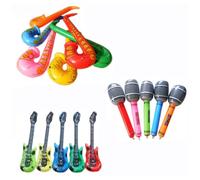 ANCLLO 15 Pezzi Set di Strumenti Musicali Gonfiabili Chitarra Gonfiabile, Microfono Gonfiabile, Set di Palloncini Rock Star, Articoli per Feste per Feste di Compleanno, Feste Estive Hawaiane