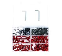 ANCLLO 177pcs CNC Alluminio Universale Billet Completo Moto Parabrezza Bulloni Kit di fissaggio Clip Carrozzeria Viti Dado (Rosso)