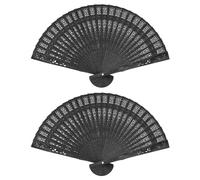ANCLLO 2 Pezzi Ventagli a Mano Ventagli a Mano in Legno Nero Ventaglio Pieghevole Portatile Nero Donna Uomo Ventaglio di bambù per Regali di Nozze Danza Rave