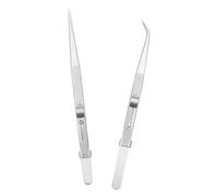 ANCLLO 2 pz Pinzette di Precisione Set Pinzette con Bloccaggio Scorrevole in Acciaio Inossidabile Punte a Punta Fine Pinzette con Punta Diritta e Curva per Gioielli