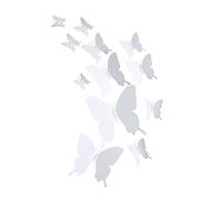 ANCLLO 24 adesivi da parete 3D a forma di farfalla rimovibili, decorazione per la stanza da letto, casa e camera da letto, colore: bianco