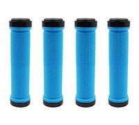 ANCLLO 2paia di manopole per bicicletta dritte, doppio blocco sul bloccaggio del manubrio per mountain bike Manopole in gomma antiscivolo per ciclismo Mountain bike Bicicletta pieghevole su strada-Blu