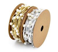 ANCLLO 3M/Roll Cintura decorativa in pelle corda per imballaggio regalo fatto a mano nastro di raso carta di natale avvolgimento perline intarsiate argento e oro