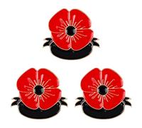 ANCLLO 3PCS fiore spilla distintivo, distintivo fiore rosso smalto per mai dimenticare Veterani Remembrance Day Spilla