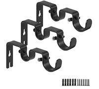 ANCLLO - 3pcs Staffe Aste Per Tende,Doppio Supporti Bastoni Tende, Regolabili Staffa Palo per Tende,Supporto Staffa Tende in Metallo Resistente con Viti per Tende da Parete.Asta Appendiabiti (Nero)