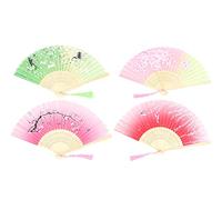 ANCLLO 4 Pezzi Ventagli Pieghevoli Ventagli Portatili Ventagli di Bambù con Nappa Ventagli di Bambù Svuotati da Donna per Decorazione da Parete, Regali #5