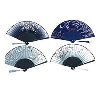 ANCLLO 4 Pezzi Ventagli Pieghevoli Ventagli Portatili Ventagli di Bambù con Nappa Ventagli di Bambù Svuotati da Donna per Decorazione da Parete, Regali #3