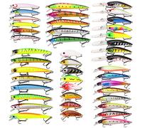 ANCLLO 43 Pezzi Set di Esche da Pesca Subacquea Esca Artificiale Multicolore per Trota luccio d'Acqua Dolce e salata