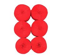 ANCLLO 6 rotoli di carta crespa da 4,5 cm x 25 m, strisce per appendere decorazioni per feste di compleanno, matrimoni e festival (Rosso)