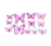 Ancllo - Adesivo da parete 3D a forma di farfalla, per fai da te, feste, ufficio, casa e stanza, 24 pezzi, colore: Rosa