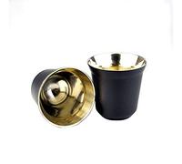 ANCLLO - Bicchiere da caffè in Acciaio Inox a Doppia Parete Tazza Birra Bicchieri per Bere Bere-Campeggio Escursioni,Anti-scottatura, Antiscivolo,compatta, Portatile,per conservare Il Calore (Nero)