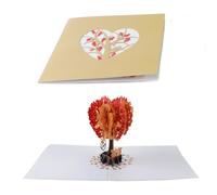 ANCLLO Biglietto di Auguri Pop-up per Anniversario con Coppia di scoiattoli e Albero a Forma di Cuore, Biglietto di Auguri Pop-up per Anniversario di Matrimonio, 3D per San Valentino