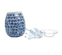 ANCLLO - Candela in vetro temperato a mosaico blu, profumato, per sciogliere la cera a olio e scaldare il design artigianale a mosaico