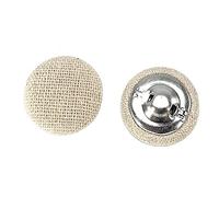 ANCLLO Confezione da 10 bottoni decorativi in rayon rivestito in tessuto rotondo a 2 fori, per cucito, colore lino