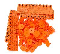 ANCLLO - Confezione da 100 etichette per orecchie di maiale, colore arancione medio, in plastica, per suini e semina, con numero 001-100