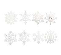 ANCLLO - Confezione da 16 Decorazioni per Albero di Natale da Appendere con Glitter e Fiocchi di Neve, 15 cm, Decorazioni per Albero di Natale, Decorazioni per Feste di Natale e Matrimoni (Argento)
