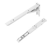 ANCLLO - Confezione da 2 staffe pieghevoli per mensole da 20 cm, in metallo resistente, pieghevole, montaggio a parete, triangolo per tavolo da lavoro, colore: bianco