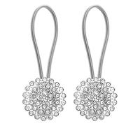 ANCLLO - Fermatende, 2 Pezzi Raccogli Tenda a Magnete, Fiore Cristalli, Decorazioni Accessori Tende, Fermatende per Casa Camera da Letto (gipsofila argento)