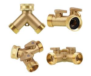 ANCLLO Filetto 3/4 a forma di Y Connettore a 2 vie per tubo da giardino in ottone resistente Rubinetto splitter Adattatore per tubo acqua Rubinetto giardino Connettore per valvola di intercettazione