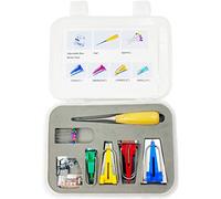 ANCLLO - Kit per Realizzare Nastri in sbieco con punteruolo da Cucito, Aghi per Perline,Clip per legante Regolabile, punteruolo e Palline,Pratico Set di Nastri sbieco- 4 Misure 6 mm/12 mm/18 mm/25 mm