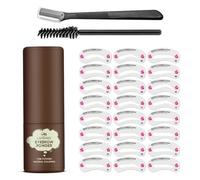 ANCLLO Kit Stencil per timbri per Sopracciglia Kit per Modellare timbri per Sopracciglia Strumenti per Trucco con 24 Stencil Pennello per Sopracciglia e rifinitore (Marrone Scuro)