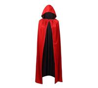 ANCLLO Mantello da Vampiro per Adulti, Mantello con Cappuccio da Vampiro per Halloween Nero Rosso Unisex, Mantello da Vampiro per Adulti con Cappuccio Reversibile