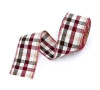 ANCLLO - Nastro a quadretti con bordo metallico, 5 m, per decorazione di San Patrizio e archi (rosso)