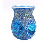 ANCLLO - Portacandele in vetro a forma di sole, stile etnico con fiore di sole, centrotavola per la decorazione della casa o per matrimoni (blu)