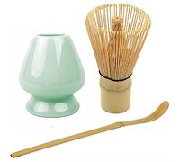ANCLLO Set da tè giapponese Matcha da 3 pezzi, frusta in bambù/supporto in ceramica/cucchiaio in bambù per la tradizionale cerimonia del tè giapponese #2
