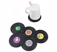 Ancllo - Set di 12 sottobicchieri in vinile, stile retrò, per bevande calde e fredde, protezione antiscivolo da tavolo, impedisce scivolamenti