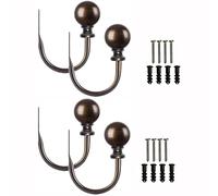 ANCLLO - Set di 2 fermatenda decorativi per tende, con finiali rotondi, colore: Bronzo, rame
