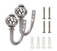ANCLLO Set di 2 fermatende - Ganci - Cravatte - Fermatende - Supporti per tendaggi Tendaggi, metallo a parete argento