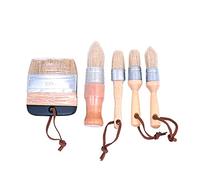 ANCLLO Set di 5 pennelli per Cera a Gesso, setole Naturali, Rotonde, riutilizzabili e Lisci, Inclusi pennelli Piatti a Punta e gessati, per mobili, Decorazione della casa, ceretta, Ceramica