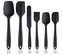 ANCLLO Set di 6 spatole in silicone, con manico in gomma antiaderente, per cucinare, cuocere e mescolare, résistance à la Chaleur de 237,8 °C, la Pâtisserie et Le Mélange avec (Nero)