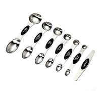 ANCLLO - Set di 7 cucchiai dosatori magnetici in acciaio inox a doppio lato, per ingredienti secchi e liquidi, cucchiaini misurini per spezie, colore: nero