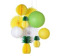 ANCLLO - Set di palline di ananas a nido d'ape per feste tropicali hawaiane, feste di carta, lanterne di carta