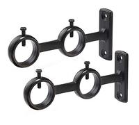 Ancllo - Staffa per asta per tenda, 2 pezzi, doppia asta per tenda, ganci per tende da soggiorno, camera da letto, aste per tende (nero)