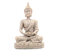 ANCLLO The Hue - Statua di Buddha in arenaria, intagliata a mano, colore sabbia, #8134, mini scultura di Buddha in arenaria, intagliata a mano, decorazione per la casa