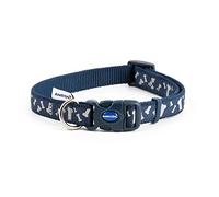 Ancol Collare per Cani alla Moda, con Ossa Riflettenti Blu, Collare Regolabile per Cani e Cuccioli, Base in Nylon Resistente con Chiusura a Scatto, Taglia 30-50 cm, per Tutte Le Condizioni