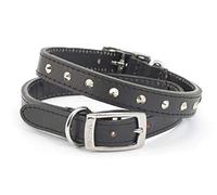 Ancol Collare per Cani in Pelle Nera con Borchie per Cani e Cuccioli, Briglia in Pelle con Borchie cromate, Taglia 45-54 cm, Taglia 6