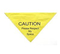 Ancol Respect My Space Warning Dog Bandana Giallo Nylon per Addestramento e Nervous Dogs - Gancio e Anello di Fissaggio - M/L