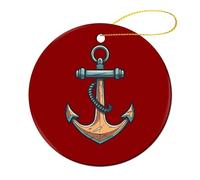 Ancora a forma di barca per albero di Natale pendente rotondo in ceramica ornamenti di Natale per la decorazione della casa delle feste 1