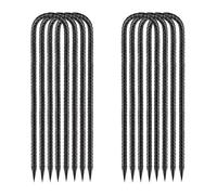 Ancora a terra, trampolino a forma di U, picchetti da 30 cm, ancoraggio a terra, nero, picchetto, stabile, gancio in metallo, per campeggio, sicurezza di recinzioni, tende, giardinaggio, ecc. 8 pezzi